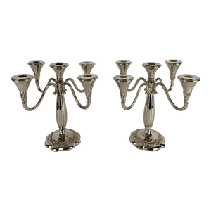 Pair of Art Deco Style Silver Plated Candelabras by Royal Gallery