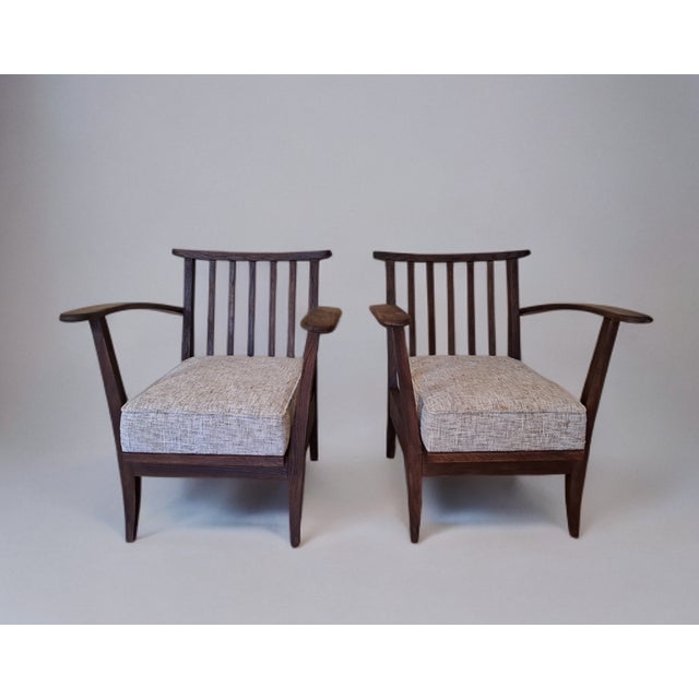Brown Uluv Oak Armchairs, Czech Mid-Century 1950s from Uluv Krásná Jizba, Set of 2 For Sale - Image 8 of 14
