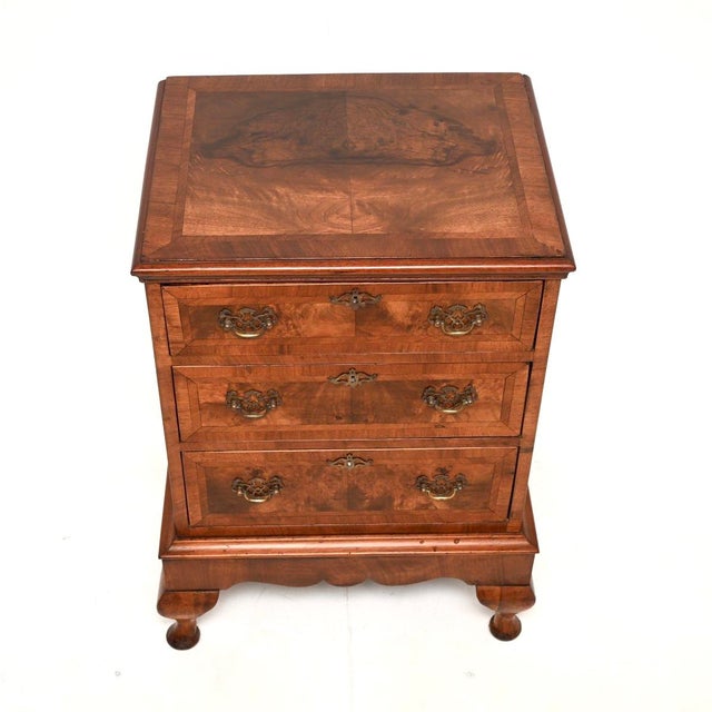 Antique Burr Walnut Chest on Legs, 1880 For Sale - Image 6 of 10