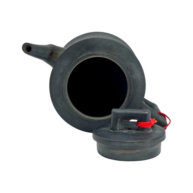 Black Late 20th Century Chinese Black Clay Teapot With Gilt Calligraphy For Sale - Image 8 of 11
