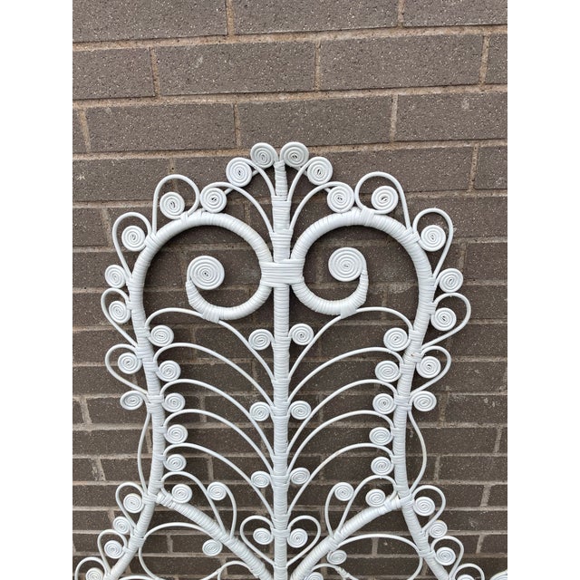 Pair of Vintage Twin Fiddle Head Wicker Headboards For Sale - Image 4 of 6
