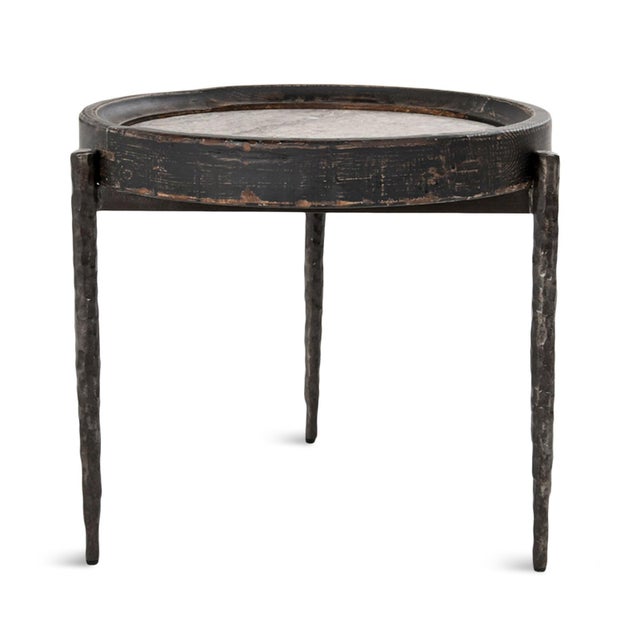 Alpine Marble & Elm Side Table For Sale - Image 4 of 10