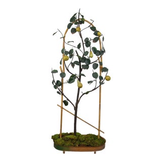 Mid 20th Century Wrought Iron and Tôle Peinte Pear Tree and Faux Bamboo Trellis For Sale