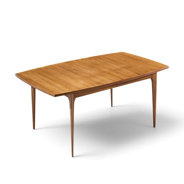 Broyhill Brasilia Mid Century Walnut Expanding Dining Table With 1 Leaf For Sale - Image 9 of 10