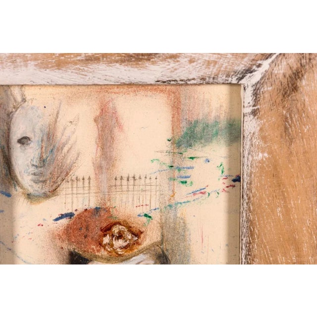 Betty Woodward-Bosley Signed Surrealist Woman in Hat Drawing on Paper Framed For Sale - Image 4 of 9