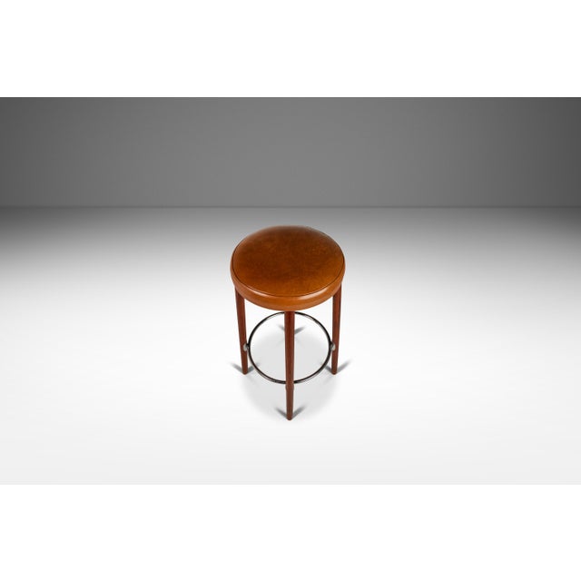 1960s Set of Two (2) Danish Modern Barstools in Solid Teak & Leather by Hugo Frandsen for Spøttrup Mobler, Denmark, C. 1960's For Sale - Image 5 of 17