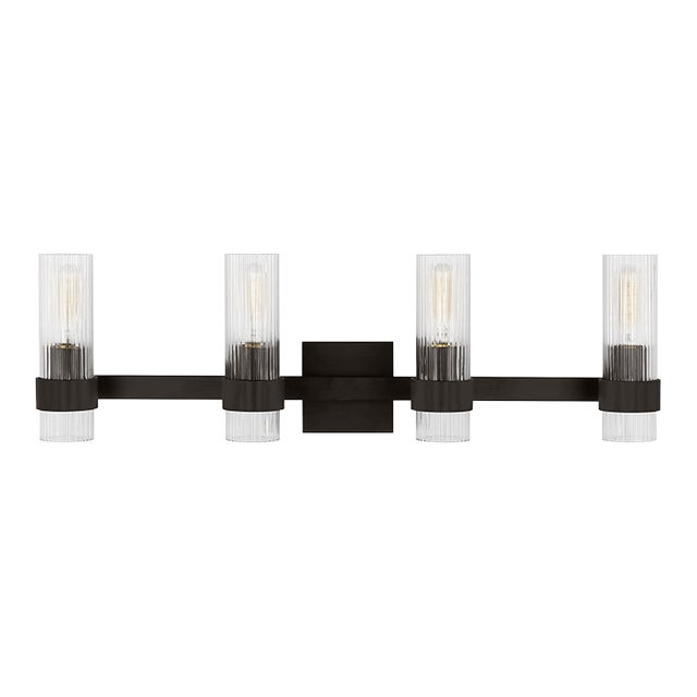Chapman & Myers by Visual Comfort Studio Geneva 4-Light Bath Vanity Sconce in Aged Iron For Sale
