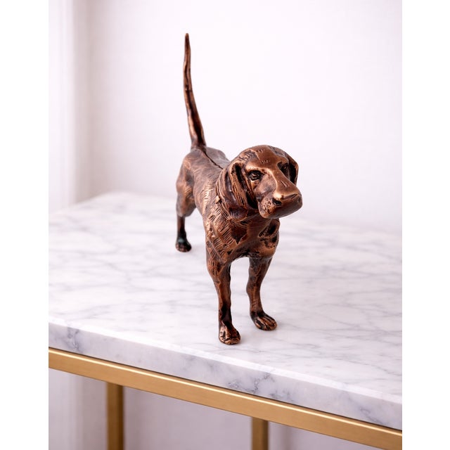 1970s Antique Copper Finish Metal Dog Sculpture For Sale - Image 5 of 11
