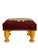 Cabin Vintage Burgundy Floral Needlepoint Footstool With Turned Pine Legs For Sale - Image 3 of 13
