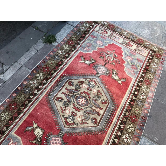 Vintage Oushak Handmade Rug- 3′11″ × 7′7″ For Sale - Image 6 of 11
