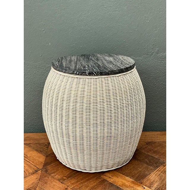 Vintage Rattan and Wood Side Table For Sale - Image 13 of 16