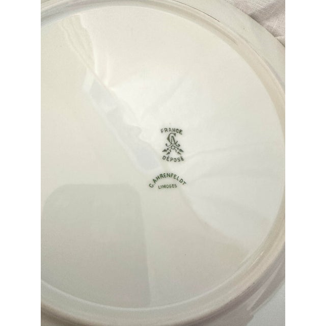 Blue Set of 8 Gold & Blue Rim Dinner Plates by C. Ahrenfeldt For Sale - Image 8 of 8