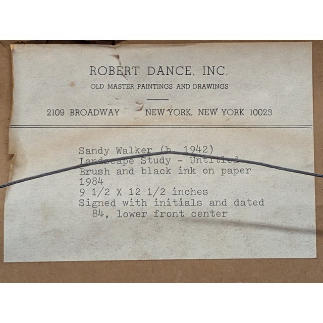 1980s 1980s "Untitled" Landscape Study - Sandy Walker, Brush & Ink on Paper For Sale - Image 5 of 6