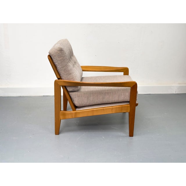Beige Vintage Cherrywood Lounge Chairs, 1960s, Set of 2 For Sale - Image 8 of 18