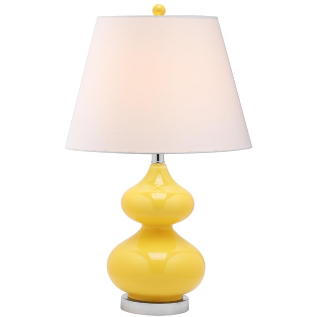 2020s 24 Inch H Double Gourd Glass Table Lamp in Yellow - a Pair For Sale - Image 5 of 8