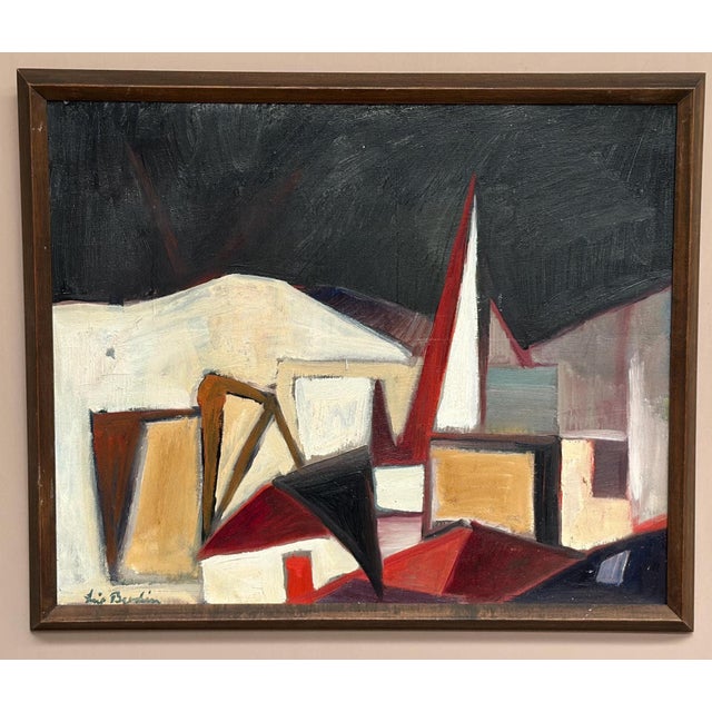 Original Swedish Oil on Canvas – Facades by Leif Bodin – Signed – Vintage & Framed – 65 × 54 cm (25.6" × 21.3") A...
