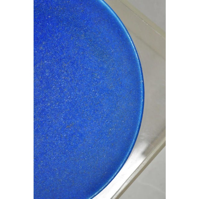 Blue Early 20th Century Edmond Lachenal French Art Nouveau Turquoise Blue Glazed Pottery Charger Plate For Sale - Image 8 of 11