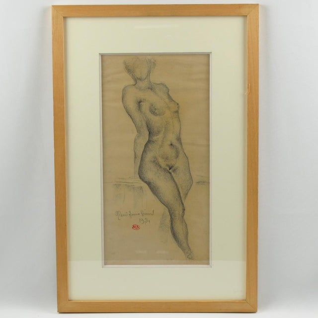 Paper Nude Female Pencil Study Drawing by Marie Louise Simard, 1934 For Sale - Image 7 of 13