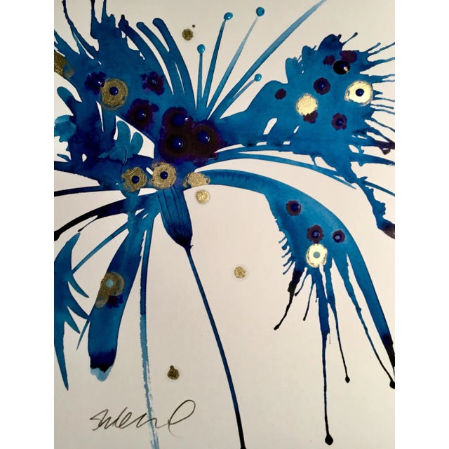 Contemporary Original Ink Splash Botanical Watercolor For Sale - Image 3 of 3