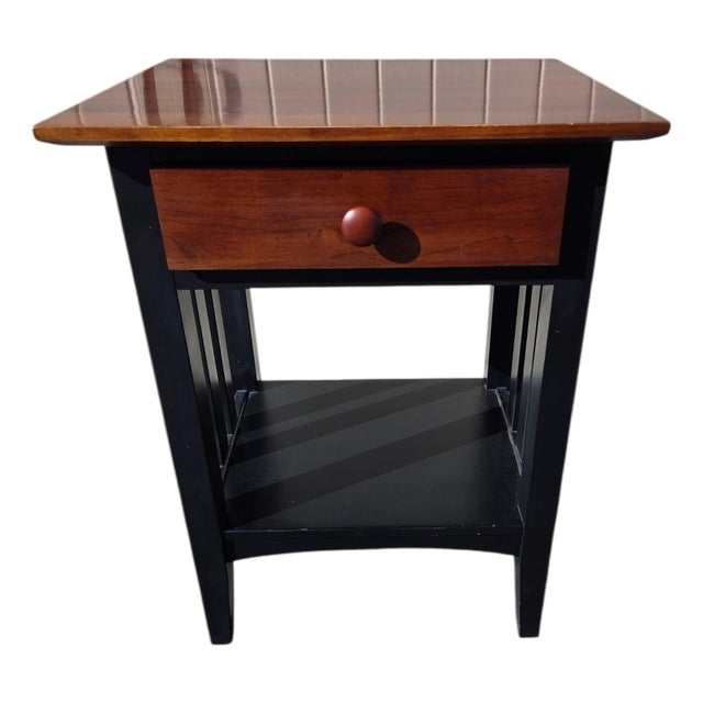 1990s Ethan Allan American Impressions Night Stand End Side Table Cherry Black For Sale