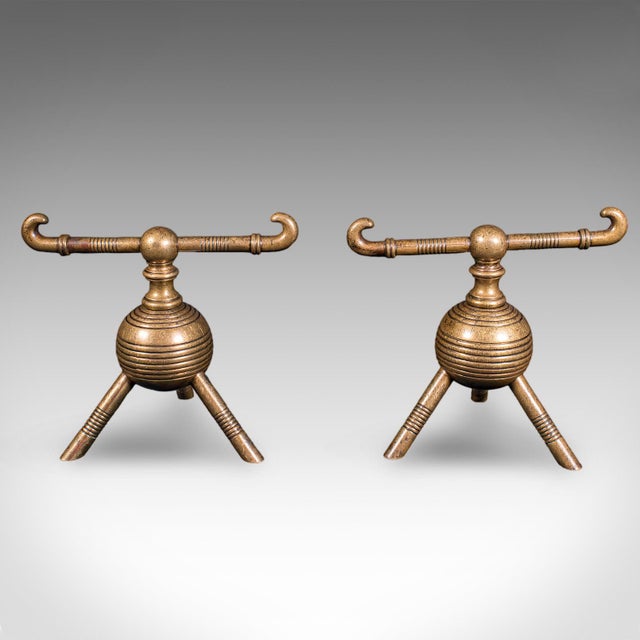 Traditional Pair of Antique Fireside Tool Rests, English, Aesthetic Movement, Late Victorian For Sale - Image 3 of 9
