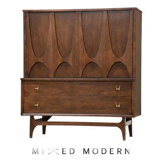 1960s Refinished Broyhill Brasilia Walnut Tall Mid Century Dresser For Sale