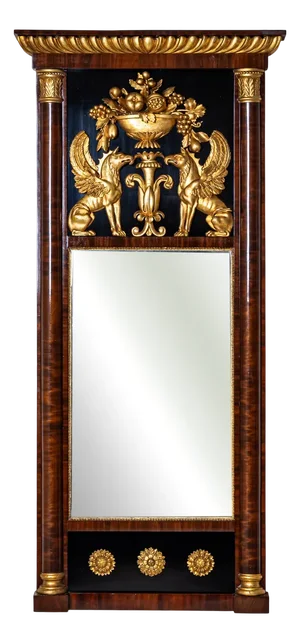 Biedermeier Pier Mirror with Griffin Decoration, 1840s
