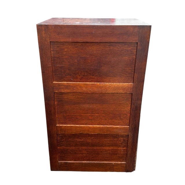 Antique Tiger Oak Three Drawer File Cabinet With Raised Panels by Globe Wernicke For Sale - Image 11 of 12
