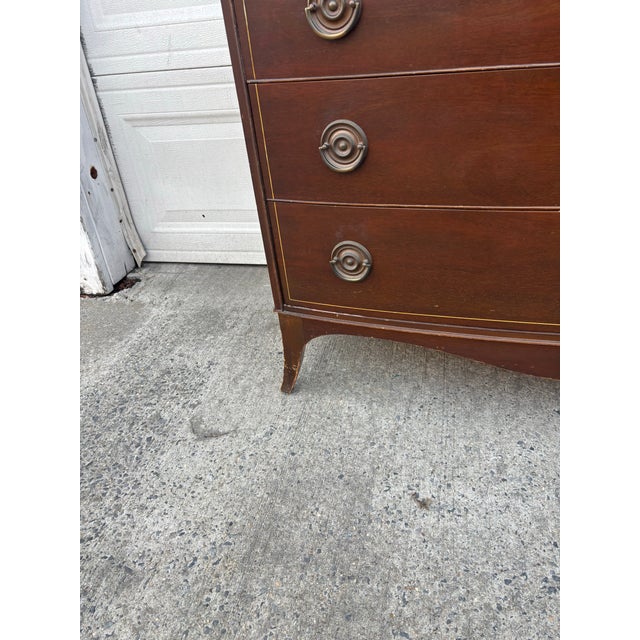 Antique Colonial Revival Dresser Early 1900s | Mahogany Four Drawer Chest With Federal Style Details | Classic American Antique Furniture For Sale - Image 9 of 12