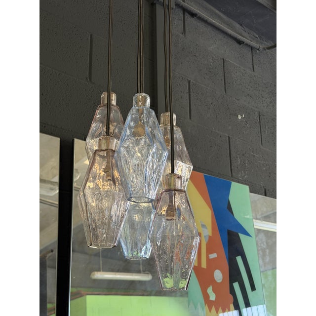 Large Polyhedron 6-Light Chandelier by Carlo Scarpa for Venini, 1950 For Sale - Image 10 of 12