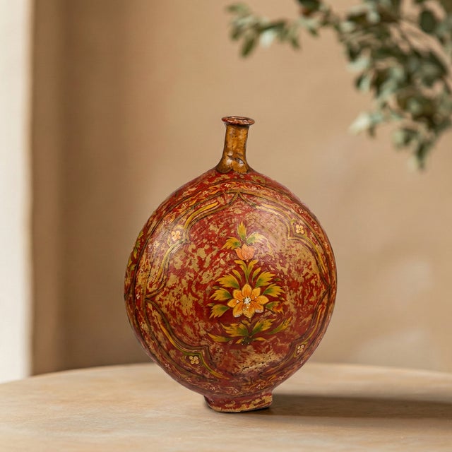 Dimensions: 16" W x 9" D x 22" H This is an water carrier crafted in leather which was salvaged from a dessert in North...