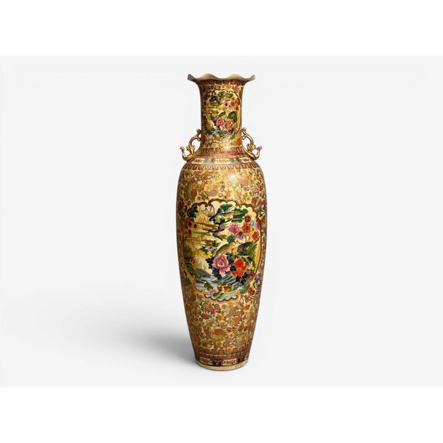 Chinese Rose Medallion, Monumental Floor Vase, Porcelain, Gilt, China, 20th C. For Sale - Image 12 of 14