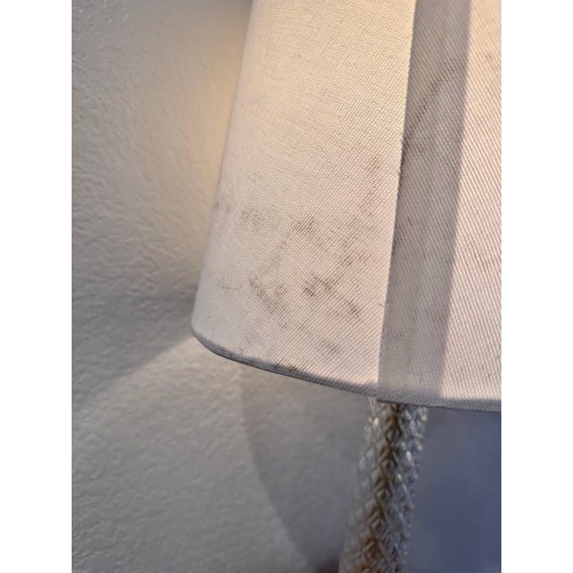Vintage Hollywood Regency Diamond-Cut Crystal & Marble Column Table Lamp For Sale - Image 6 of 6