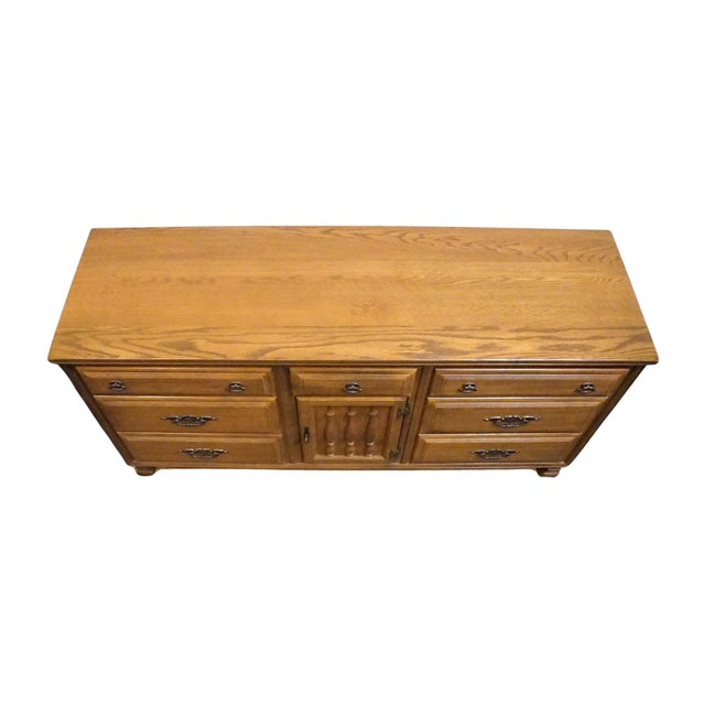 Sumter Cabinet Co. Solid Oak Mediterranean Style 63" Triple Dresser For Sale - Image 12 of 15