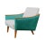 Beautiful green and white velvet Armchair with natural wood frame and elements from the 1960s in Gio Ponti style to fully...