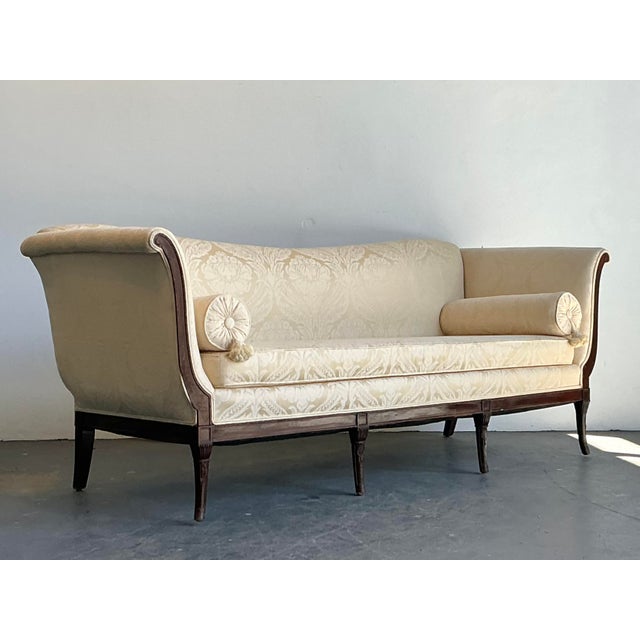 Neoclassical Vintage Federal Carved Mahogany Sofa For Sale - Image 3 of 12