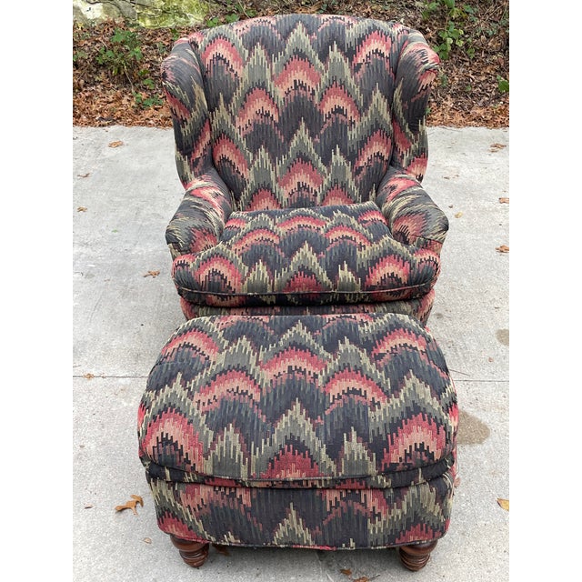 *Overstuffed Chair and Ottoman Set *Subtle Geometric Design *Wooden Feet *High Quality Construction *Super Comfortable...