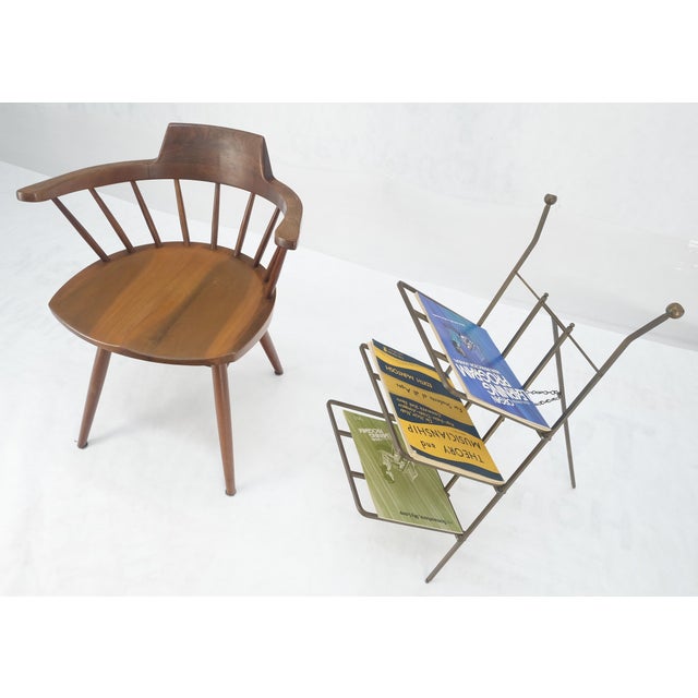 Machined Solid Brass Folding Magazine Rack Shelf Nice Brass Patina Clean! For Sale - Image 12 of 13
