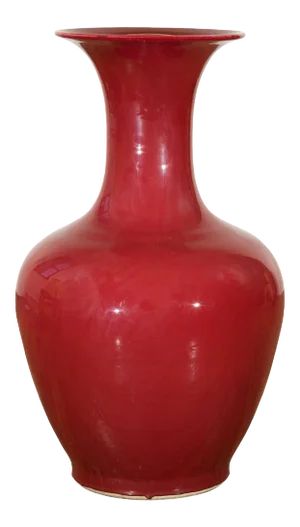 Large Chinese Vintage Oxblood Altar Vase with Flaring Neck,