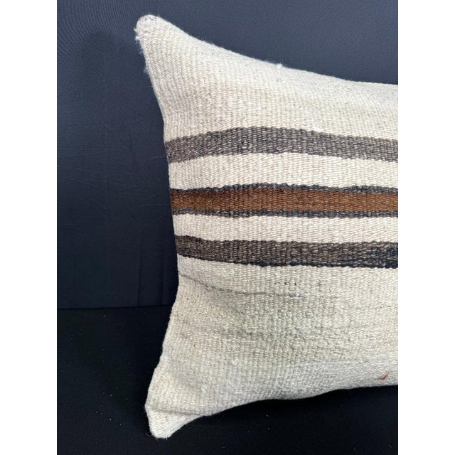 Turkish Hemp Pillow Cushion Natural Beige Black Pillow Cushion Cover 20"x20" #30557 Enhance your home decor with our Kilim...