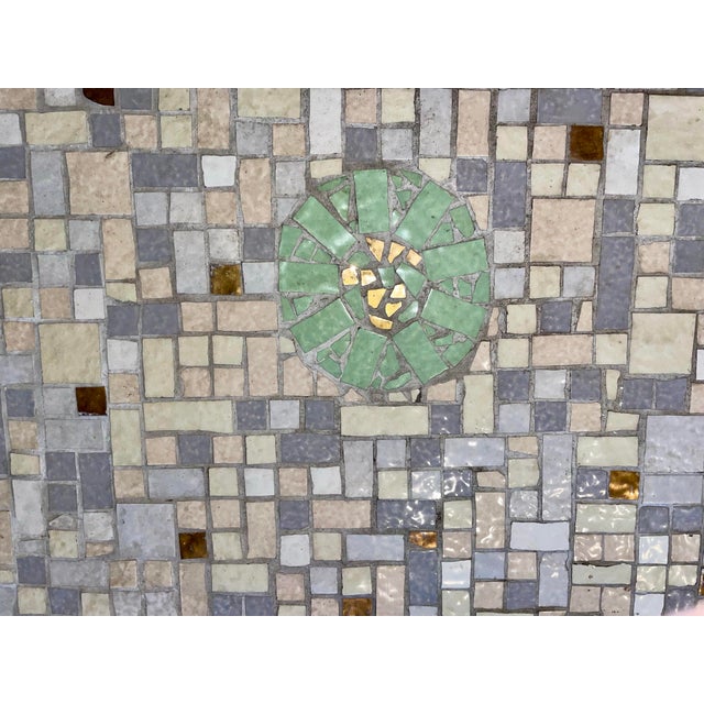 Pistachio Mid 20th Century Wood and Tiles Coffee Table Rectangular With Side Handles For Sale - Image 8 of 12