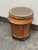 Woven Rattan Drum Side Table + Glass Top, Vintage For Sale - Image 11 of 12