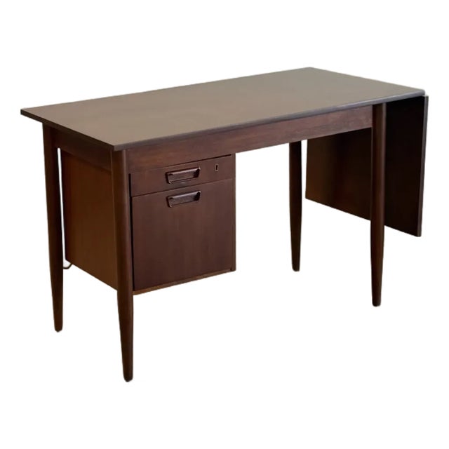 Mid 20th Century Danish Arne Vodder Style Teak Drop-Leaf Desk For Sale