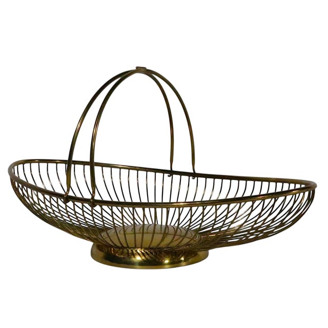 Mid-Century Modern Hollywood Regency Brass Wire Bread Basket Made in Italy C 1950/70's For Sale - Image 3 of 12