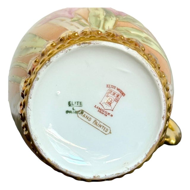 Yellow Early 1900s Elite Works Limoges Hand-Painted Narcissus Cider Pitcher For Sale - Image 8 of 8