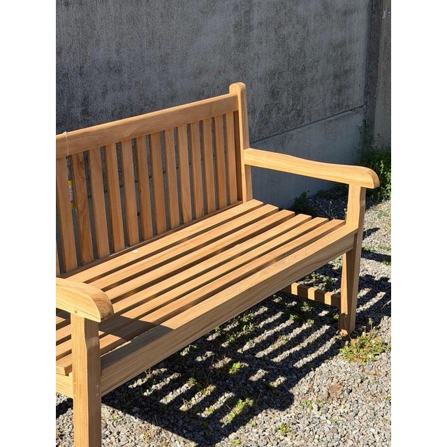 Classic Teak Garden Bench For Sale - Image 4 of 7