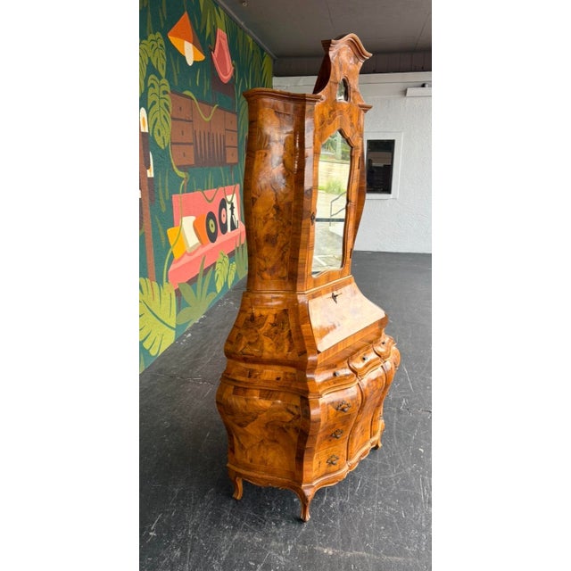 Brown Late 1900s Italian Burl Secretary For Sale - Image 8 of 17