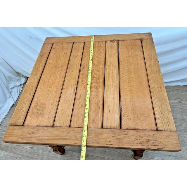 Antique Expanding Pub Kitchen Table Barley Twist Legs Quarter Sawn White Oak For Sale - Image 10 of 11