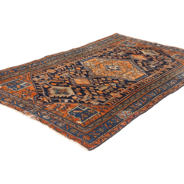 79170 Late 19th Century Antique Persian Malayer Rug, 03'02 x 05'00. This exquisite hand-knotted wool antique Persian...