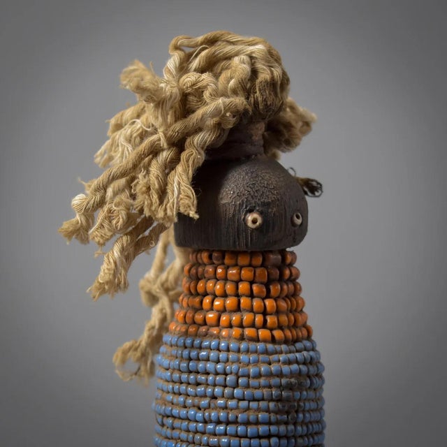 Sky Blue Early 20th Century Original Namchi Namji Beaded Fertility Doll Cameroon For Sale - Image 8 of 9